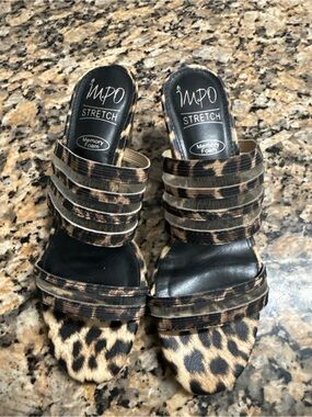 Impo Leopard Print Multi-Strap Slide Sandals - Brown/Black